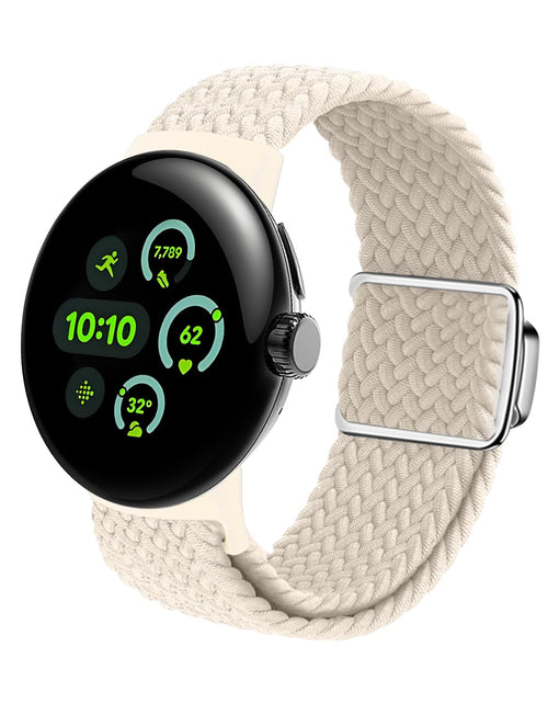 Load image into Gallery viewer, MAKCPOIMER Braided Nylon Strap for Google Pixel Watch 1/2/3 41mm Starlight
