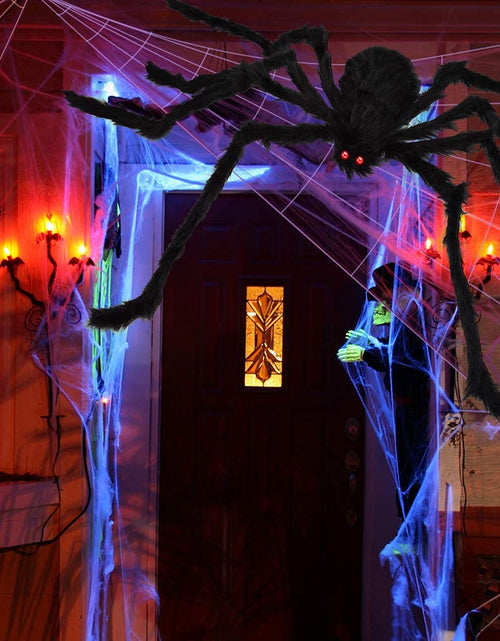 Load image into Gallery viewer, OCATO 200" Halloween Spider Web + 59" Giant Spider Decorations Black
