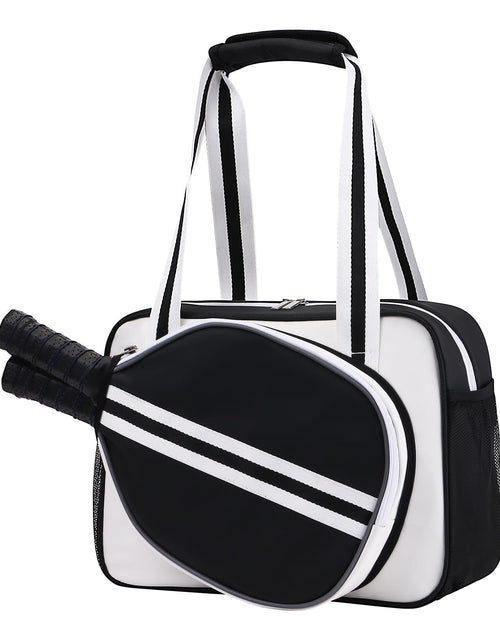 Load image into Gallery viewer, SPOENGRU PU Leather Pickleball Paddle Bag Small Black Fashion Tote
