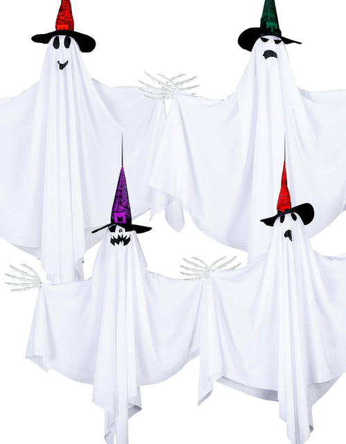 Load image into Gallery viewer, Threan 4-Piece Hanging Ghost Decorations 28-35" White Halloween Decor
