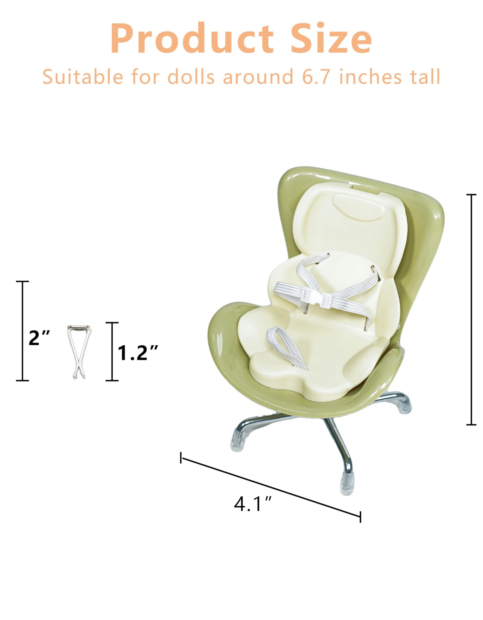 Bofiyma Car Seat for Doll 3-in-1 Vent Clip Aroma Diffuser Green 15-17cm