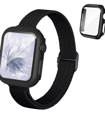 Butifacion Slim Braided Nylon Band Case for Apple Watch 40-46mm Black