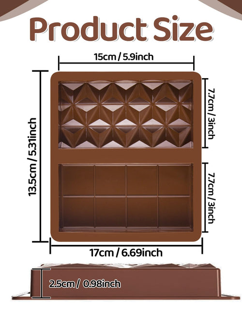 Load image into Gallery viewer, BMSQOFD Silicone Chocolate Bar Molds 2 Pack 1in Deep Brown Dubai Pistachio

