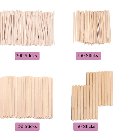 Mibly 500 Pcs Wooden Wax Sticks Assorted Applicator Spatulas for Body Face Legs