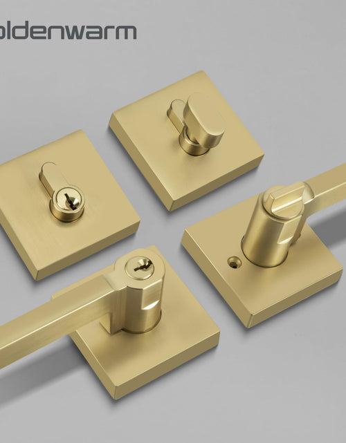 Load image into Gallery viewer, Goldenwarm Gold Dummy Door Handles Brushed Brass Levers 3 Pack
