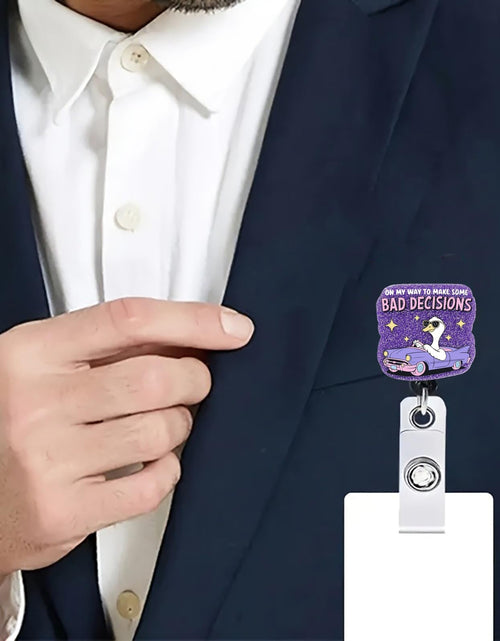 Load image into Gallery viewer, CHAONENG Funny Silly Goose Badge Reel Retractable Clip Medical Nurse Purple
