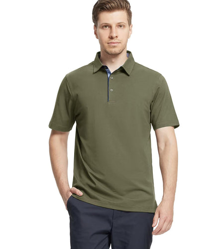 VEBOON Men's Short Sleeve Cotton Blend Polo Shirt Army Green Size XX-Large