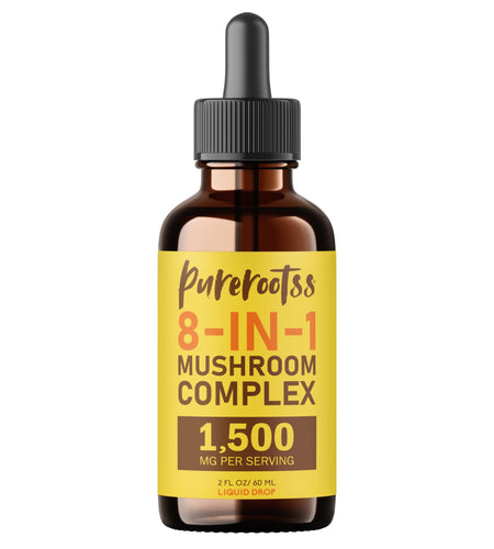 BestBy04/27 PureRootss Mushroom Complex Liquid Drop 1500MG 2 Fl Oz Pack 2