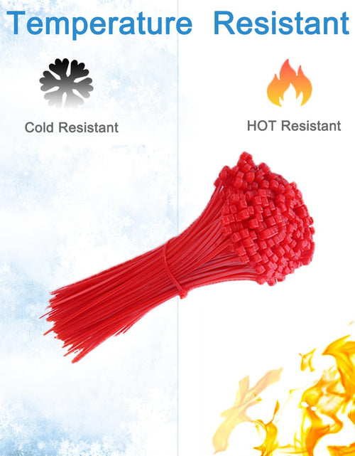 Load image into Gallery viewer, Aroono 500pcs 4in Red Nylon Zip Ties 40lb Strength UV Resistant
