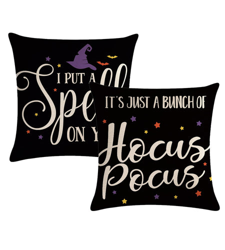 7COLORROOM Halloween Pillow Covers Set of 2 Black 18x18in Polyester