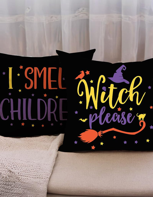 Load image into Gallery viewer, 7COLORROOM Halloween Sanderson Sisters Pillow Covers 18x18 Black 4Pack
