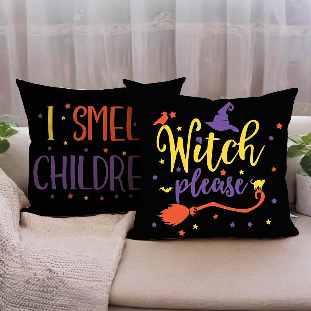7COLORROOM Halloween Sanderson Sisters Pillow Covers 18x18 Black 4Pack