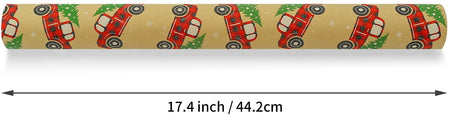CAMKUZON Kraft Christmas Wrapping Paper Roll Vintage Red Black Plaid 17.4 Inch