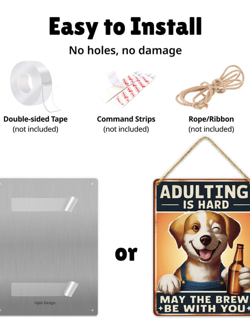 Load image into Gallery viewer, Opix Design Funny Metal Bar Sign Dog Beer Humorous Wall Decor 8.3x11in
