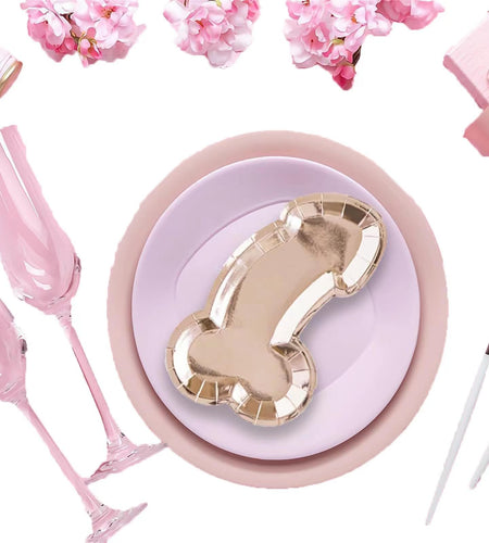 HQKJGSYX 10 PCS Disposable Glitter Party Plates Rose Gold Geometric Modern