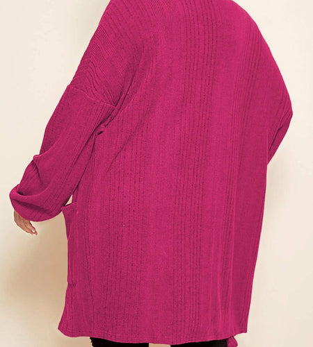 Eytino Womens Plus Size Casual Open Front Long Sleeve Red Dahlia Size 2XL