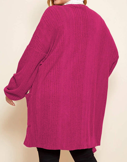 Load image into Gallery viewer, Eytino Womens Plus Size Casual Open Front Long Sleeve Red Dahlia Size 2XL
