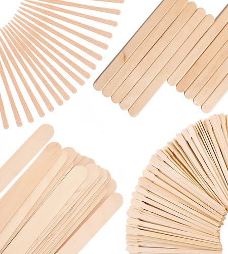 Mibly 500 Pcs Wooden Wax Sticks Assorted Applicator Spatulas for Body Face Legs