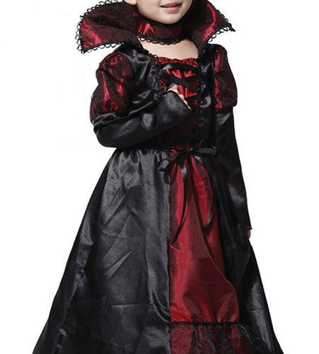 DNQCOS Girls Gothic Vampire Vampiress Dress Costume Black Size 4-6 Years