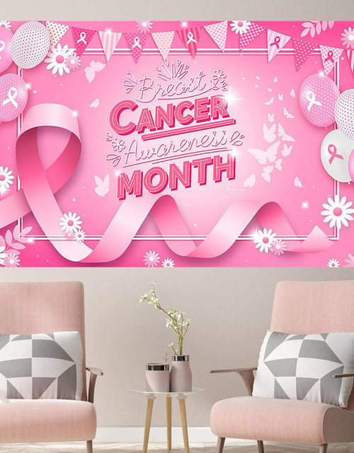 Load image into Gallery viewer, MEHOFOND Breast Cancer Awareness Banner Pink Ribbon Party Decoration Pink
