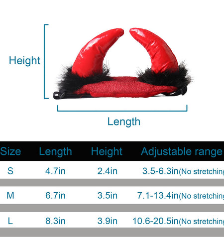 ABLAZEZAI Pet Halloween Devil Horn Headband Adjustable Red Size Large
