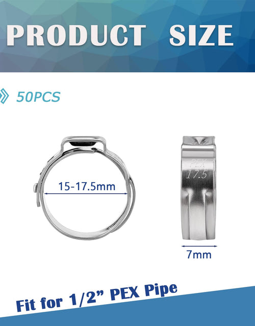 Load image into Gallery viewer, HayEastdor 50PCS 1/2" PEX Cinch Crimp Clamp Rings 304 Stainless Steel

