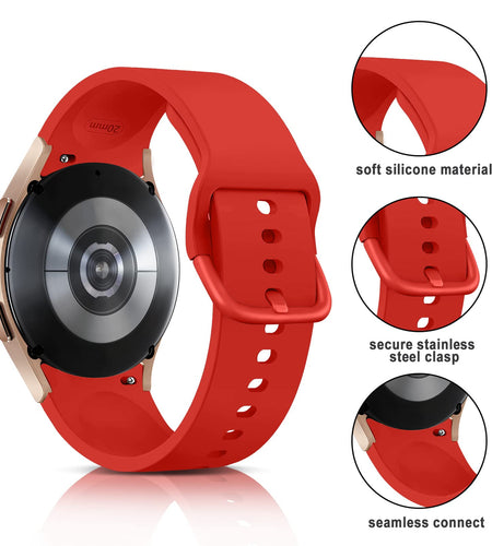 Apbands Silicone Sport Strap for Samsung Galaxy Watch 20mm Red Size 20mm