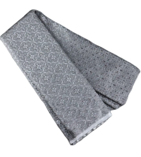 Tinakim Jacquard Brocade Faux Silk Fabric Grey Cut by The Yard