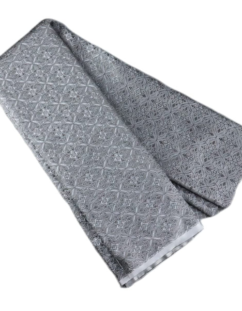 Load image into Gallery viewer, Tinakim Jacquard Brocade Faux Silk Fabric Grey Cut by The Yard

