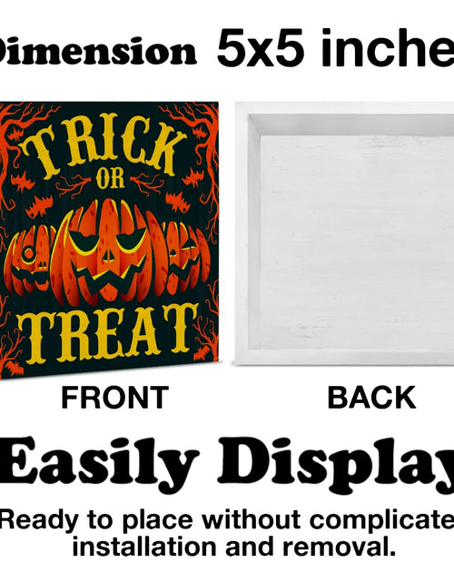 Load image into Gallery viewer, Hijie Halloween Wooden Pumpkin Sign Spooky Home Decor 5x5 Inches TREAT
