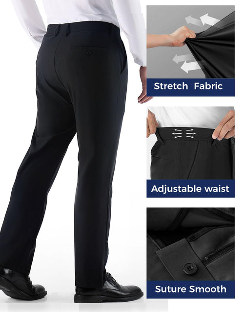 Load image into Gallery viewer, Fliwos Mens Stretch Dress Pants Flat Front Blue Size 29W x 31L
