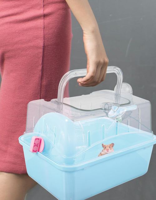Load image into Gallery viewer, Totority Panoramic Sunroof Hamster Carrier Cage Sky-Blue Portable Plastic
