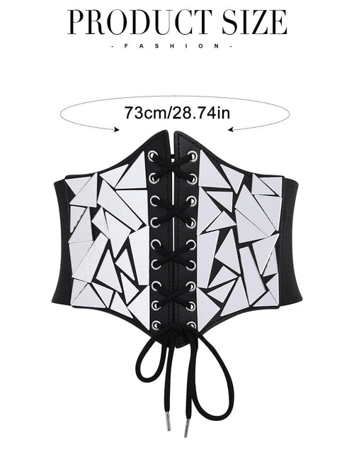 Load image into Gallery viewer, Asooll Punk Black Leather Corset Belt Lace Up Sequin Waist Belt Size S
