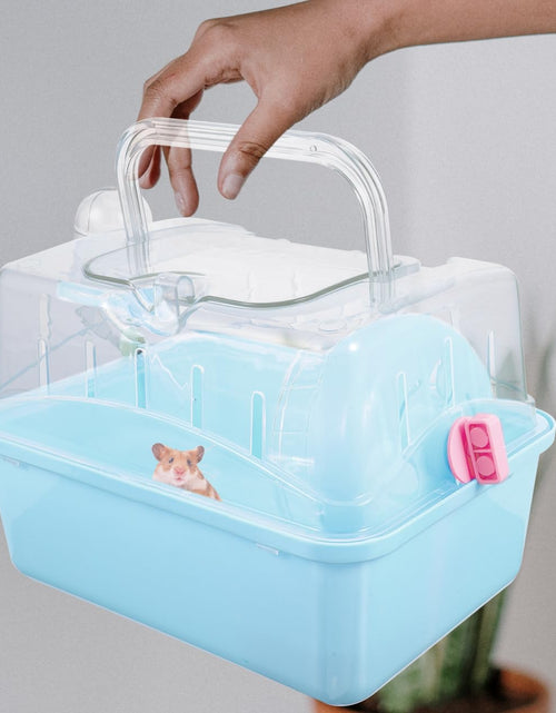 Load image into Gallery viewer, Totority Panoramic Sunroof Hamster Carrier Cage Sky-Blue Portable Plastic
