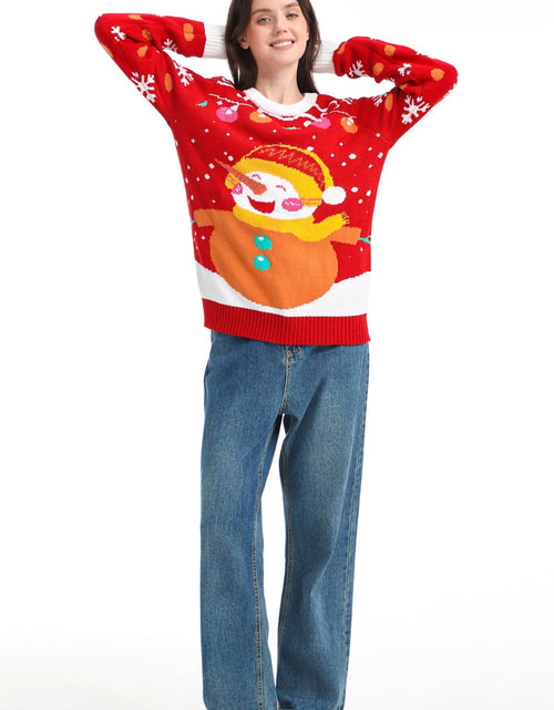 Load image into Gallery viewer, MGparty Women's Ugly Christmas Sweater Light Up Pullover Red Size M
