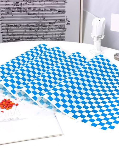 Load image into Gallery viewer, GotGala Oktoberfest Deli Sandwich Paper Blue White Checkered 100 Pcs
