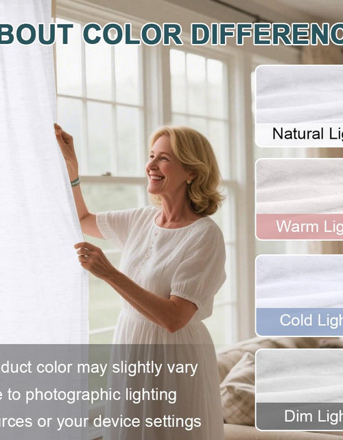 Load image into Gallery viewer, Turquoize Linen Sheer Rod Pocket Curtains 52x63in Set of 2 Pure White
