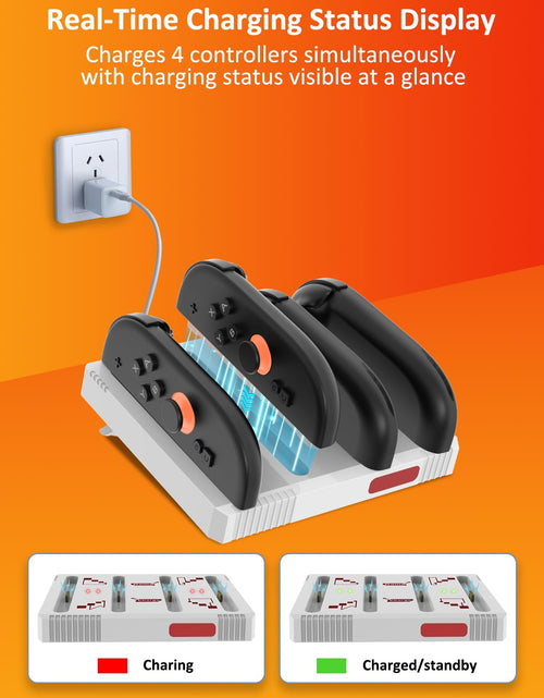 Load image into Gallery viewer, Eastfine Retro Style Nintendo Switch 2 Joy-Con Charger Station LED White Red
