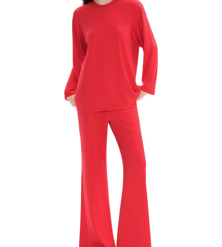 C202 Women's Two Piece Sweatsuit Tracksuit Casual Chic Scarlet Size L