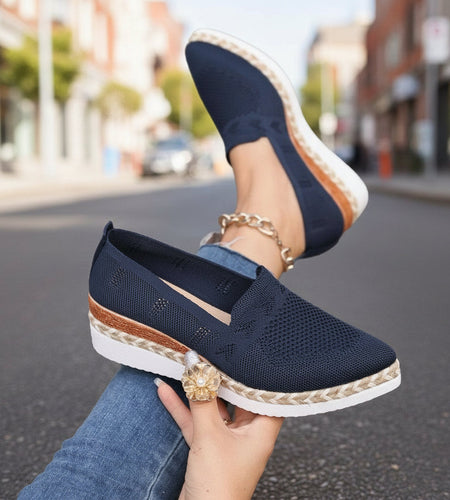 Women’s Woven Rope Platform Snakeskin Pointed-Toe Flats | Trendy Flats