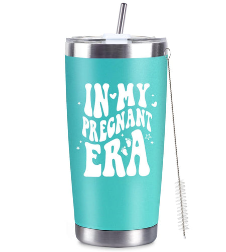 CUPLOOV Pregnant Blue Tumbler 20oz Insulated Cup with Lid & Straw