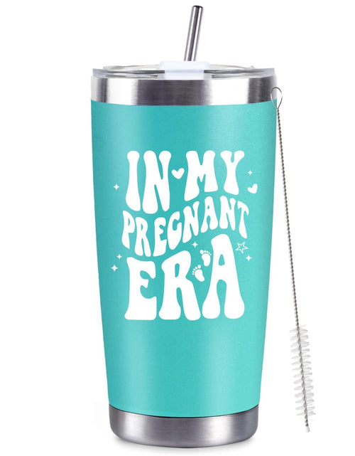 Load image into Gallery viewer, CUPLOOV Pregnant Blue Tumbler 20oz Insulated Cup with Lid &amp; Straw
