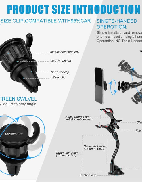Load image into Gallery viewer, LoyaForba Universal Car Phone Mount 360° Dashboard Holder Black Rubber
