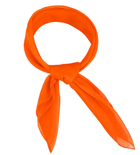 Cyunda Chiffon Scarf Classic Retro Ribbon Square Neck 26x26in Orange