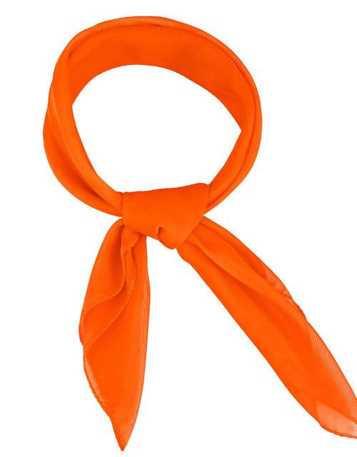 Load image into Gallery viewer, Cyunda Chiffon Scarf Classic Retro Ribbon Square Neck 26x26in Orange
