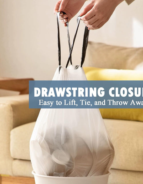 Load image into Gallery viewer, PACCOLYN Small Trash Bags 4 Gallon Drawstring 57 Count Unscented White
