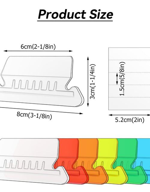 Load image into Gallery viewer, Tecreddy Hanging File Folder Tabs 60 Sets Multicolor 2" Clear Plastic Labels
