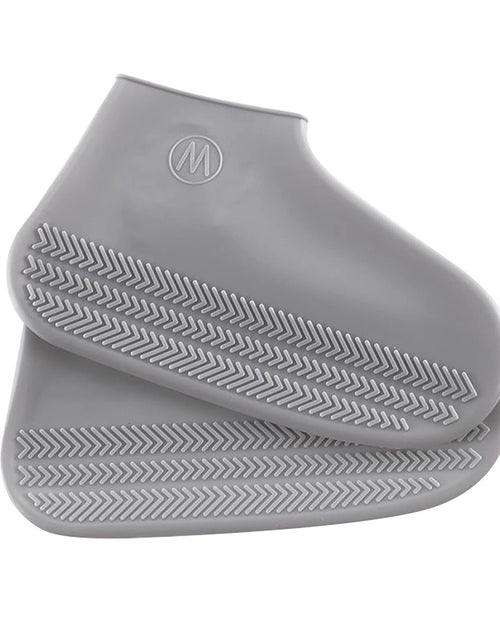 Load image into Gallery viewer, Unisex Silicone Waterproof Shoe Covers Slip-Resistant Large Grey Size L
