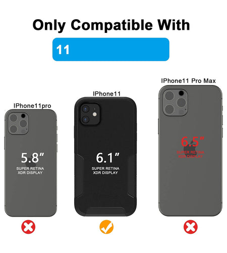 VOEAIN iPhone 11 Case 6.1" Hard PC+TPU Shockproof Black