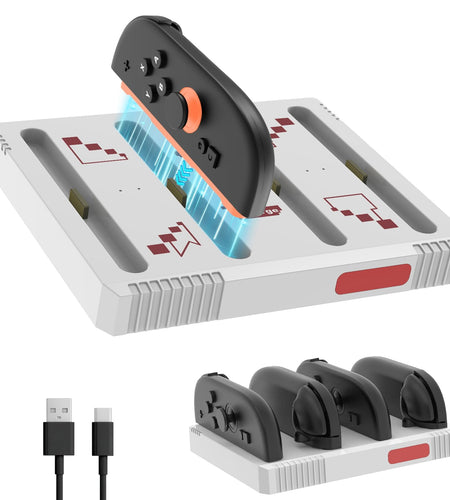 Eastfine Retro Style Nintendo Switch 2 Joy-Con Charger Station LED White Red